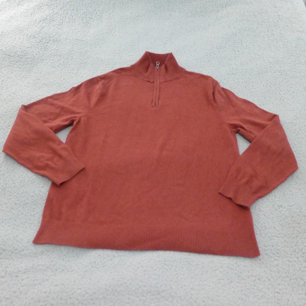 J Crew Sweater Mens XL Red 1/4 Zip Knit Wool Blend Pullover Long Sleeve